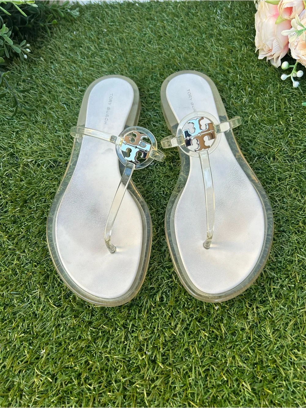 TORY BURCH MINI MILLER JELLY SANDAL $125 Size 7 gently used Color: Clear /Silver